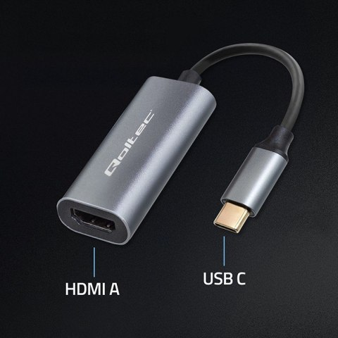 Qoltec Adapter aluminiowa przejściówka USB-C na HDMI 4K | 60Hz | 32AWG