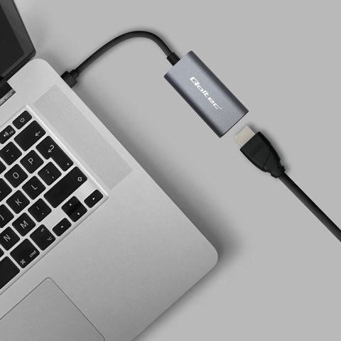Qoltec Adapter aluminiowa przejściówka USB-C na HDMI 4K | 60Hz | 32AWG