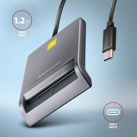 AXAGON CRE-SM3TC Czytnik kart identyfikacyjnych USB-C, 1.2m kabel