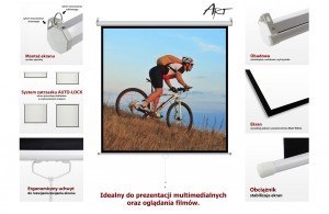 ART Ekran ręczny półautomat 1:1 96" 244x244cm MS-96 1:1