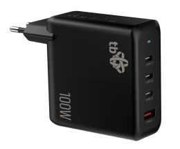 TB Ładowarka sieciowa 3x USB C + USB A Power Delivery czarna, GaN 100W