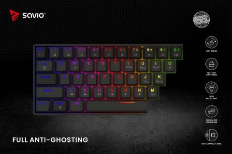 Savio Klawiatura mechaniczna BLACKOUT X2 OUTEMU Peach Silent, Hot Swap