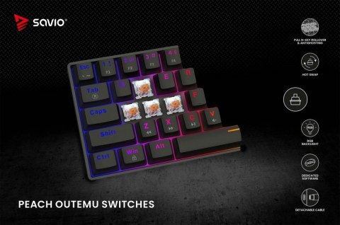 Savio Klawiatura mechaniczna BLACKOUT X2 OUTEMU Peach Silent, Hot Swap