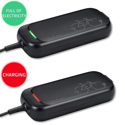 Qoltec Ładowarka do roweru skutera elektrycznego 36V | 42V | 2A | 5.5*2.5 + wodoodporna + kabel zasilający