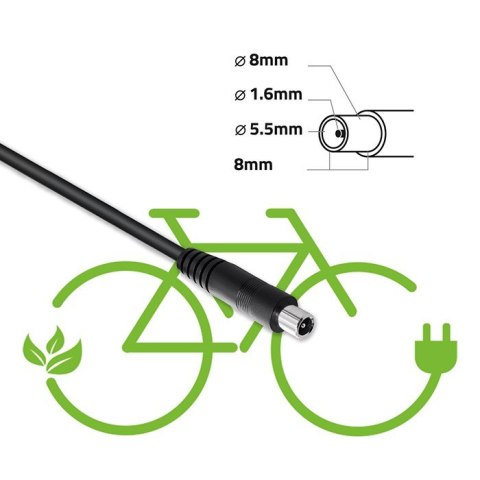 Qoltec Ładowarka do roweru skutera elektrycznego XIAOMI 36V | 42V | 2A |8.0*.8.0mm+pin | wodoodporna + kabel zasilający