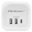 Qoltec Kostka zasilająca przedłużacz 6w1 z podświetlanym włącznikiem | 3x AC | 2x USB | 1x USB-C PD 20W | biała