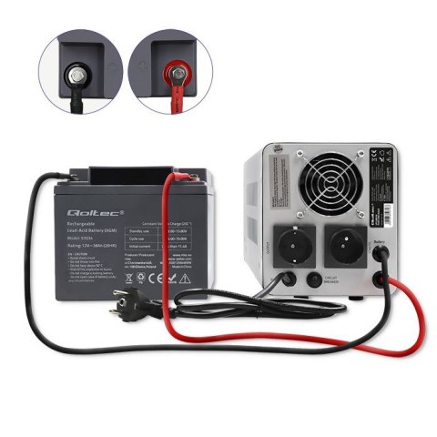 QOLTEC ZASILACZ AWARYJNY PURE SINE WAVE UPS 800VA 560W STAŁA FAZA SZARY