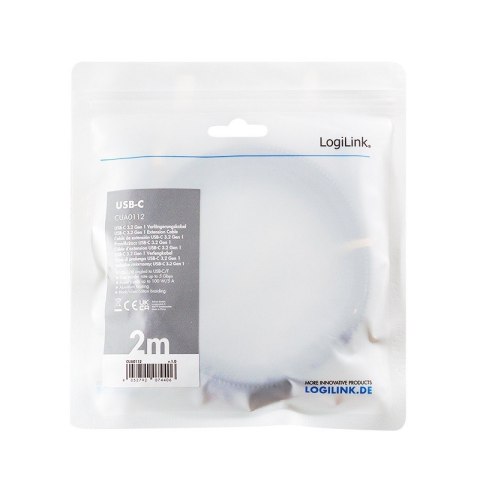 LogiLink Kabel USB3.2 Gen1 TypeC do USB-C/F, PD, 2m