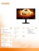 AOC Monitor 25G4SXU 24.5 cala 300Hz Fast IPS HDMIx2 DP Pivot