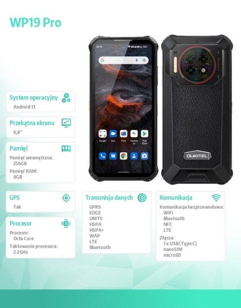 OUKITEL Smartfon WP19 Pro 8/256 GB czarny