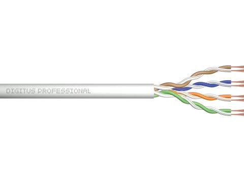 Digitus Kabel teleinformatyczny instalacyjny kat.5e, U/UTP, Eca, drut, AWG 24/1, PVC, 305m, szary, karton