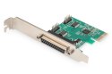 Digitus Karta rozszerzeń/Kontroler LPT/RS232 PCI Express, 1xDB25 2xDB9, Low Profile, Chipset: AX99100