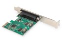 Digitus Karta rozszerzeń/Kontroler LPT/RS232 PCI Express, 1xDB25 2xDB9, Low Profile, Chipset: AX99100