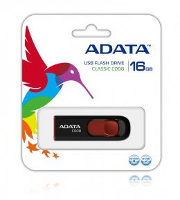 Adata Pendrive DashDrive Classic C008 16GB USB2.0 czarno-czerwony