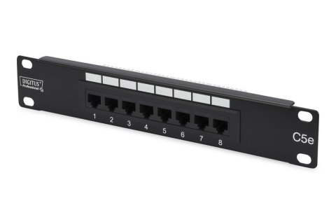 Digitus Patch panel 10" 8 portów, kat.5e, U/UTP, 1U, czarny (kompletny)