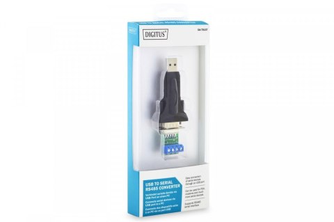 Digitus Konwerter / Adapter USB-A 2.0 męski do RS485 (DB9) męski + 3-pinowa listwa śrubowa| Chipset FTDI FT232RL | z dodatkowym kablem 0