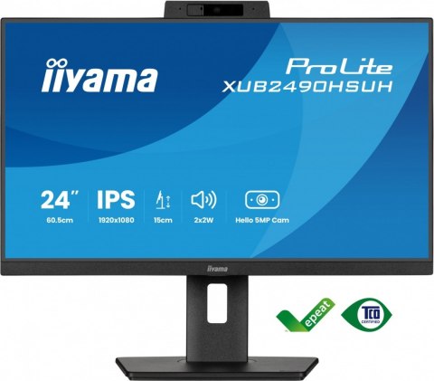 IIYAMA Monitor 24 cale XUB2490HSUH-B2 IPS,FHD,CAM,MIC,HDMI,DP