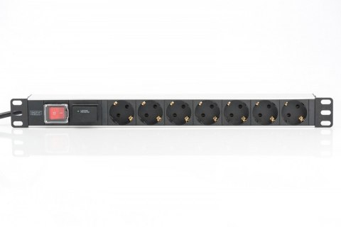 Digitus Listwa zasilająca PDU 19 cali RACK 7xSchuko, 2m 1xSchuko, 16A, wł./wył., zab.przepięciowe, aluminiowa