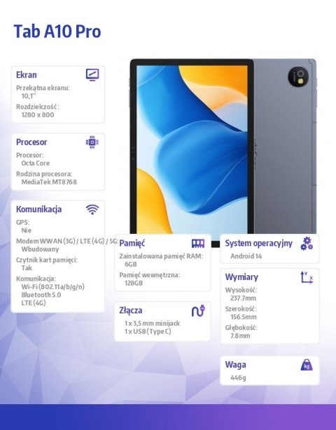 ULEFONE Tablet Tab A10 Pro 4G 10.1" 6/128GB Space Grey