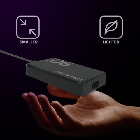 Qoltec Ładowarka sieciowa 90W GaN Fast SLIM | PD | 5-20V | 4.5A | USB-C 3.1 | Laptop | MacBook | Smartfon | +kabel