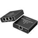 Qoltec Rozdzielacz Splitter Ethernet mini SWITCH 1x3 RJ45 | 1000Mb/s | USB-C | Aluminium