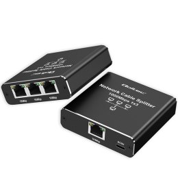 Qoltec Rozdzielacz Splitter Ethernet mini SWITCH 1x3 RJ45 | 1000Mb/s | USB-C | Aluminium