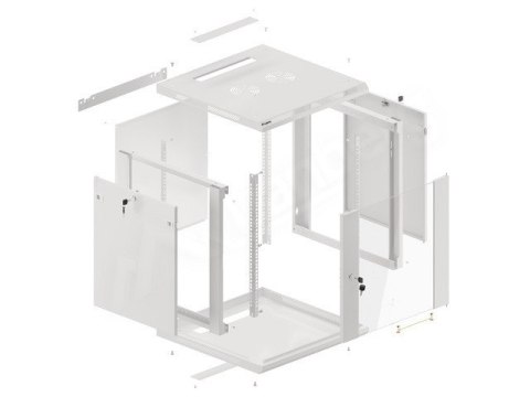 Lanberg Szafa instalacyjna wisząca 19 cali 12U 600X600mm szara (drzwi szklane)