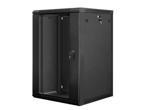 Lanberg Szafa instalacyjna wisząca 19 cali 18U 600X600mm czarna (drzwi szklane)