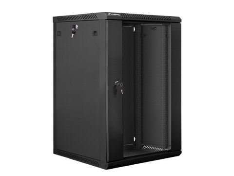 Lanberg Szafa instalacyjna wisząca 19 cali 18U 600X600mm czarna (drzwi szklane)