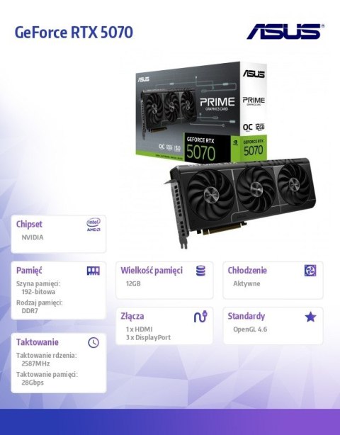 Asus Karta graficzna GeForce RTX 5070 OC PRIME-RTX5070-O12G