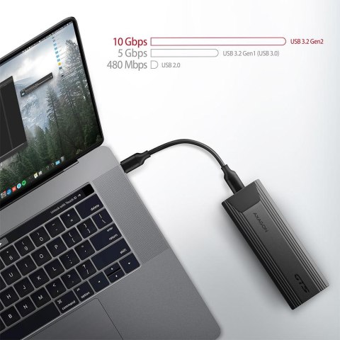 Obudowa zewnętrzna Axagon do dysków M.2 NVMe & SATA SSD/USB-C 3.2 G2, 30-80mm, UASP, TRIM czarna