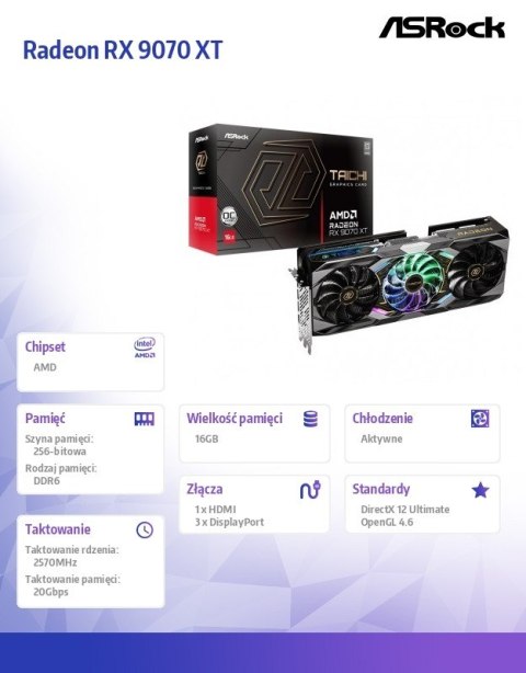 ASRock Karta graficzna Radeon RX 9070 XT Taichi 16GB