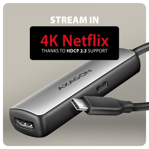 AXAGON RVC-HI8KPD Adapter aktywny USB-C -> HDMI 8K/60Hz, Aluminum, PD100W, 16cm kabel