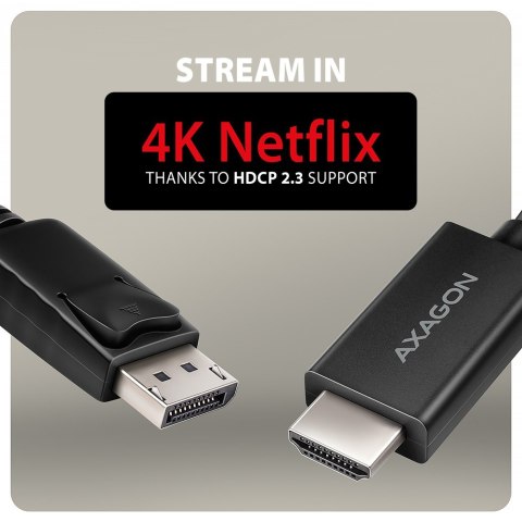 AXAGON RVD-HI20C2 Adapter aktywny DisplayPort -> HDMI 1.4, 4K/60Hz, kabel 1,8m