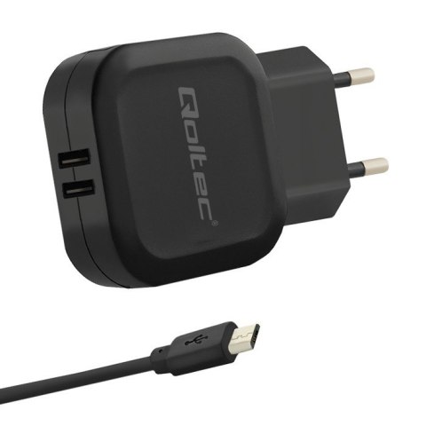 Qoltec Ładowarka sieciowa 17W | 5V | 3.4A | 2xUSB + kabel Micro USB