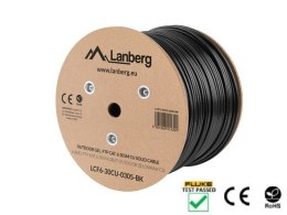 Lanberg Kabel LAN FTP KAT-6 305M drut outdoor żelowany cu fluke, czarny