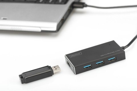 Digitus HUB/Koncentrator 4-portowy USB 3.0 SuperSpeed, aktywny, aluminium