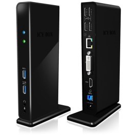 IcyBox IB-DK2241AC USB,HDMI,LAN,DVI-I,Mic