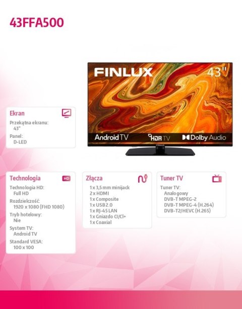 Finlux Telewizor LED 43 cale 43FFA500