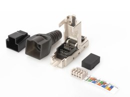 Digitus Wtyk modularny RJ45 kat.6A, PoE+, 10GbE, STP, ekranowany, metalowy, beznarzędziowy, AWG 27-22, zaślepka