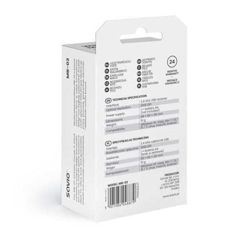 SAVIO MYSZ BEZPRZEWODOWA MB-03