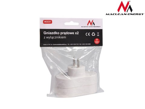 Maclean Gniazdko prądowe X2 z wyłącznikiem Energy MCE31 3680W