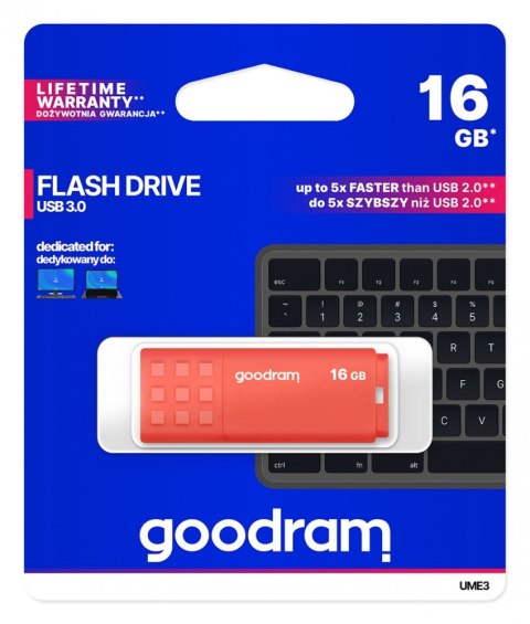 GOODRAM Pendrive UME3 16GB USB 3.0 Pomarańczowy