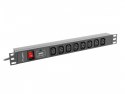 Lanberg Listwa zasilająca Rack PDU 19 cali 1U 16A 8X IEC C13 2m czarna C20