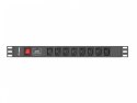 Lanberg Listwa zasilająca Rack PDU 19 cali 1U 16A 8X IEC C13 2m czarna C20