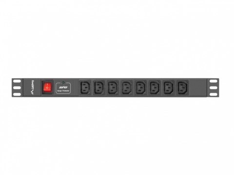 Lanberg Listwa zasilająca Rack PDU 19 cali 1U 16A 8X IEC C13 2m czarna C20