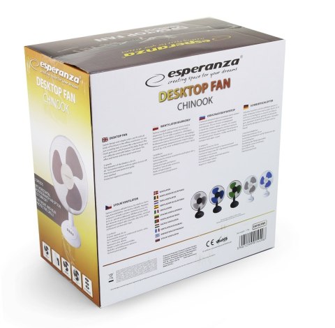 Wentylator biurkowy Esperanza Chinnok EHF003WE (kolor biały, kolor szary)