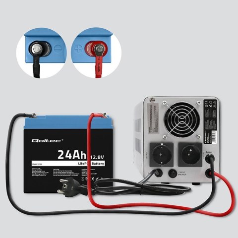 Qoltec Akumulator LiFePO4 Litowo-Żelazowo-Fosforanowy | 12.8V | 24Ah | 307.2Wh | BMS