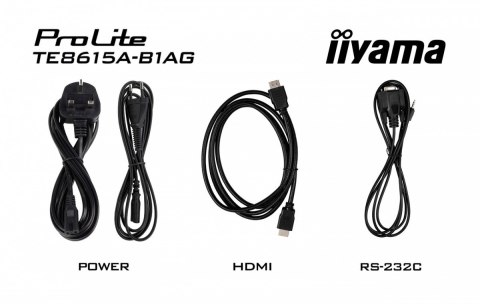 IIYAMA Monitor 86 cali TE8615A-B1AG IPS,4K,40pkt,550cd,DeepContrast-IR+, HDMI x2,DP,USB-C, 2 x 20W, OPS Slot x1, 5xUSB, 2xRJ45,8-Arr