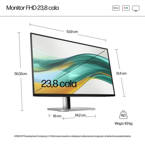 MONITOR HP LED 23,8" S5 Pro 524pf (9D9L6A5)